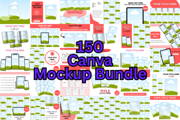150 Canva Mockup Bundle: Professional Digital Product Showcase