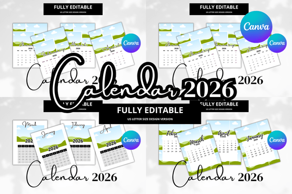 2026 Calendar Photo Editable Bundle: Your Year, Your Design