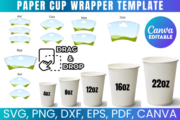 6 Paper Cup Wrapper Template Bundle: Your DIY Cup Label Solution