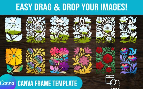 Abstract Flower Canva Frames for Modern Design