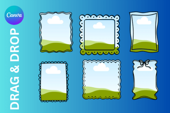 Border Whimsical Canva Frame Template: Editable Digital Design