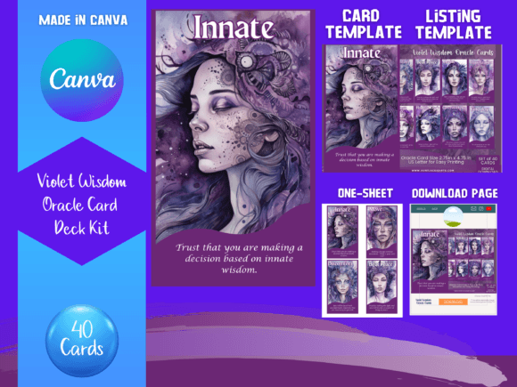 Unveiling the Violet Wisdom Oracle Card Canva Template