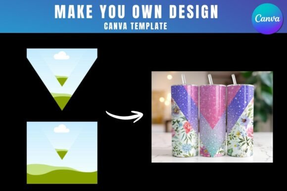 V Split Tumbler Wrap Canva Template: Design Custom Tumblers Fast